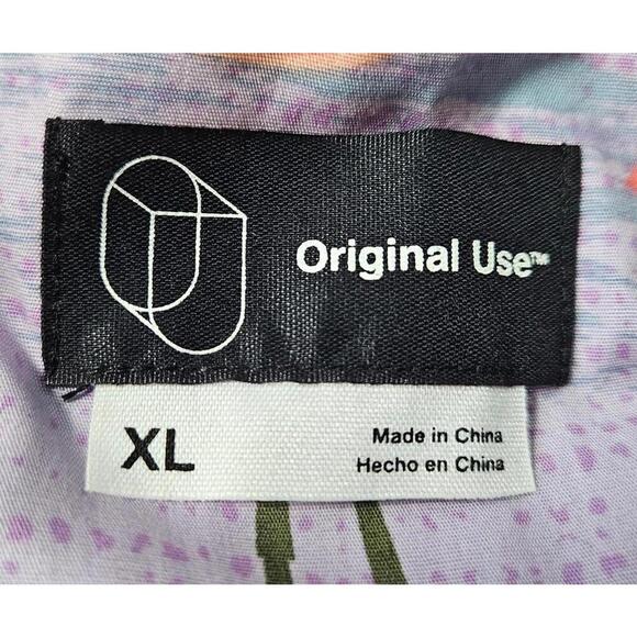 Original Use Men's Purple Buttoned Hawaiian Shirt w/ Flamingos & Palm Trees XL - Picture 3 of 7